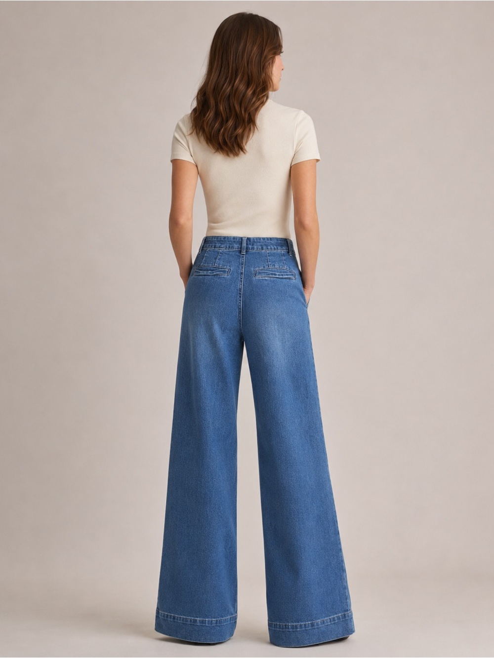 Bagatelle Collection High Rise Pleated Wide Leg Trouser Jeans Quiet Luxury Sz 31 - Picture 9 of 11